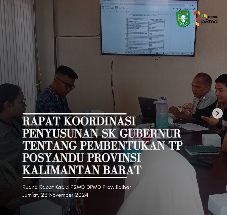 Rapat Koordinasi Penyusunan SK Gubernur tentang Pembentukan TP Posyandu